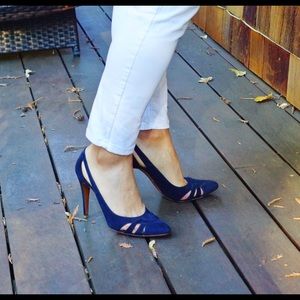 Ralph Lauren collection dark blue suede pump